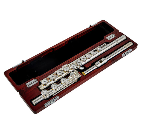Handmade Solid Silver Flute – Open/Closed Hole Professional Concert Flute with Case 1