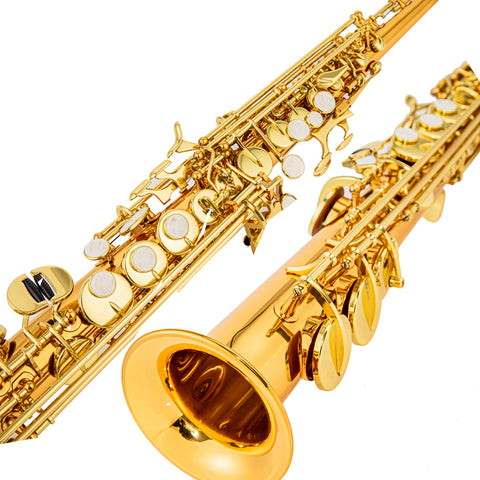 AUROSUS ZY S901 Brass Soprano Saxophone – One-Piece Body & Neck for Students and Professional Musicians 76jh