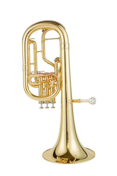 AUROSUS Alto Horn with 3 Piston Valves for Students, Gold Lacquer Finish and Yellow Brass Bell0