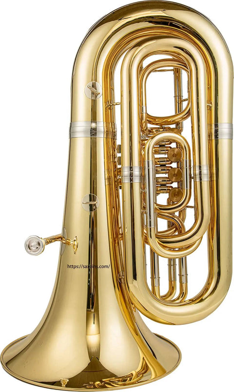 JP377B Sterling Bb student Tuba with 4 rotary valves Gold Brass Bell Diameter