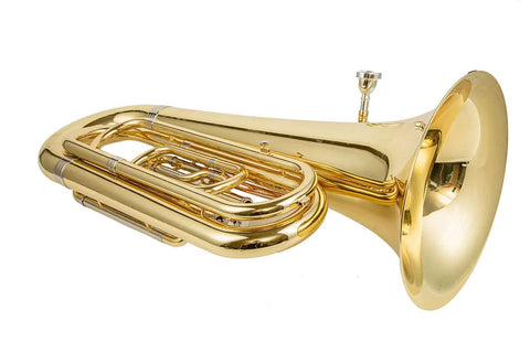 BB-301 Bb Tuba 3 pistons 3 top action Clear Lacquer with marching pipe JP