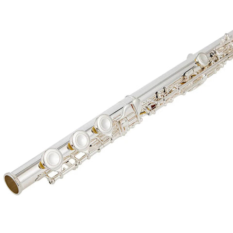 Student open hole flute with 17 keys silver plated, B foot joint, and offset G E-mechanism for beginners2